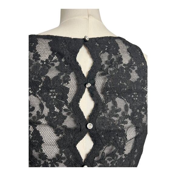 Saison Blanche Couture Black Sheer Lace Formal Dress Gown Black Tie S / M - Picture 10 of 12